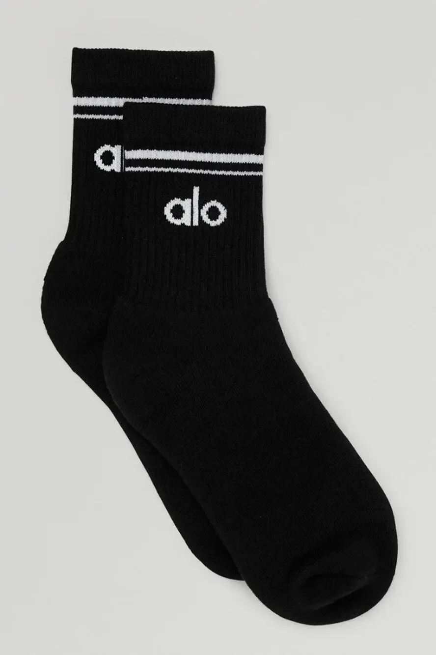 NWT Alo Yoga Unisex Half-Crew Socks – Black/White – Size M / W 8-11.5 / M 6.5-10